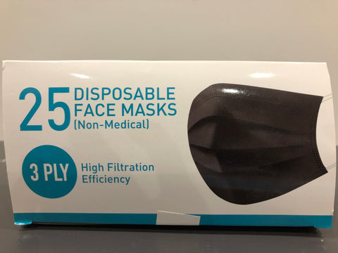 PMS DISPOSABLE FACE MASK 3PLY - BLK 1X25